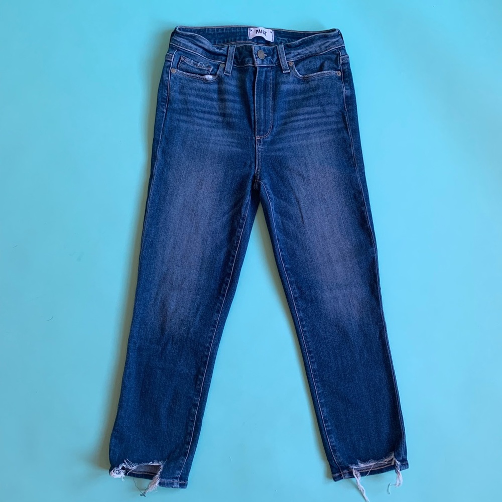 PAIGE Hoxton High Waist Fray Hem Crop Skinny Jeans